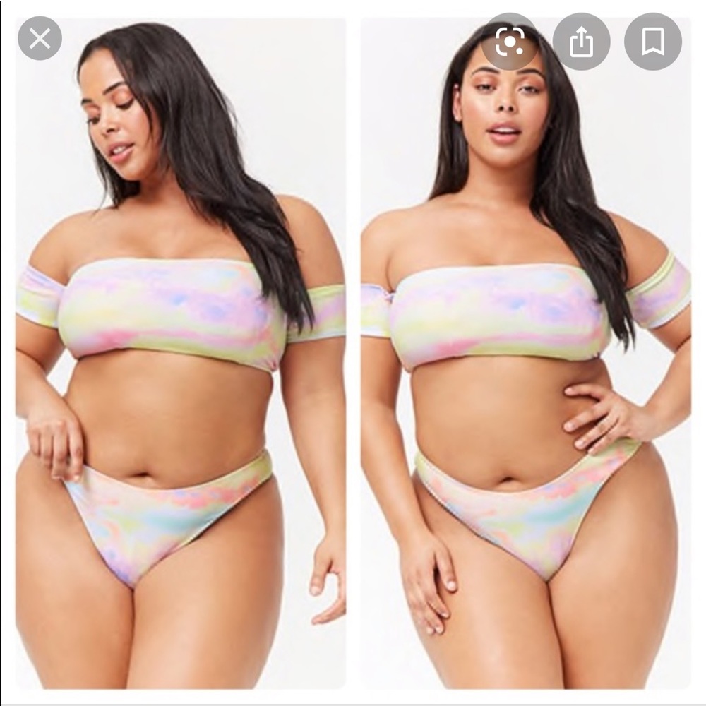 Forever 21 plus tie dye watercolor bikini set